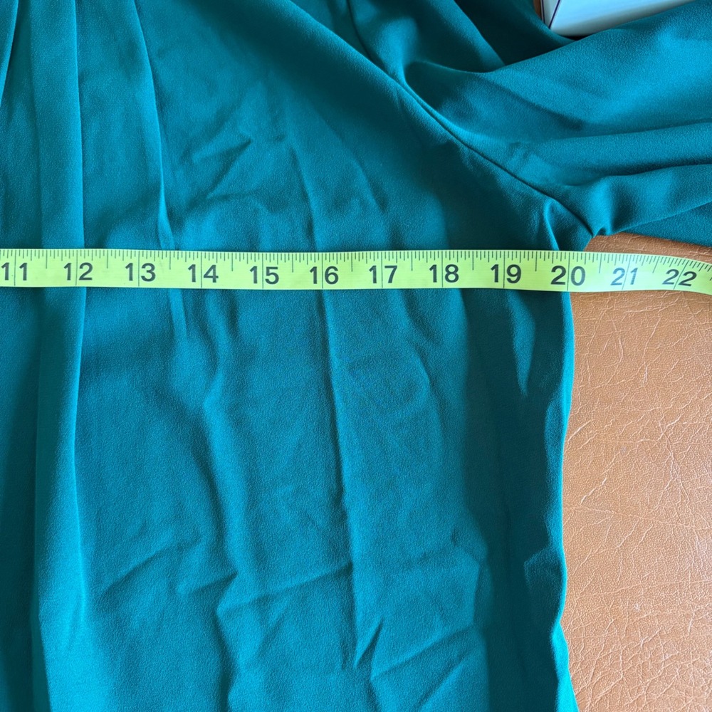 Grace Karin Emerald Green Ruffle Neck Blouse Small Smocked Cuff NWT - Picture 12 of 13